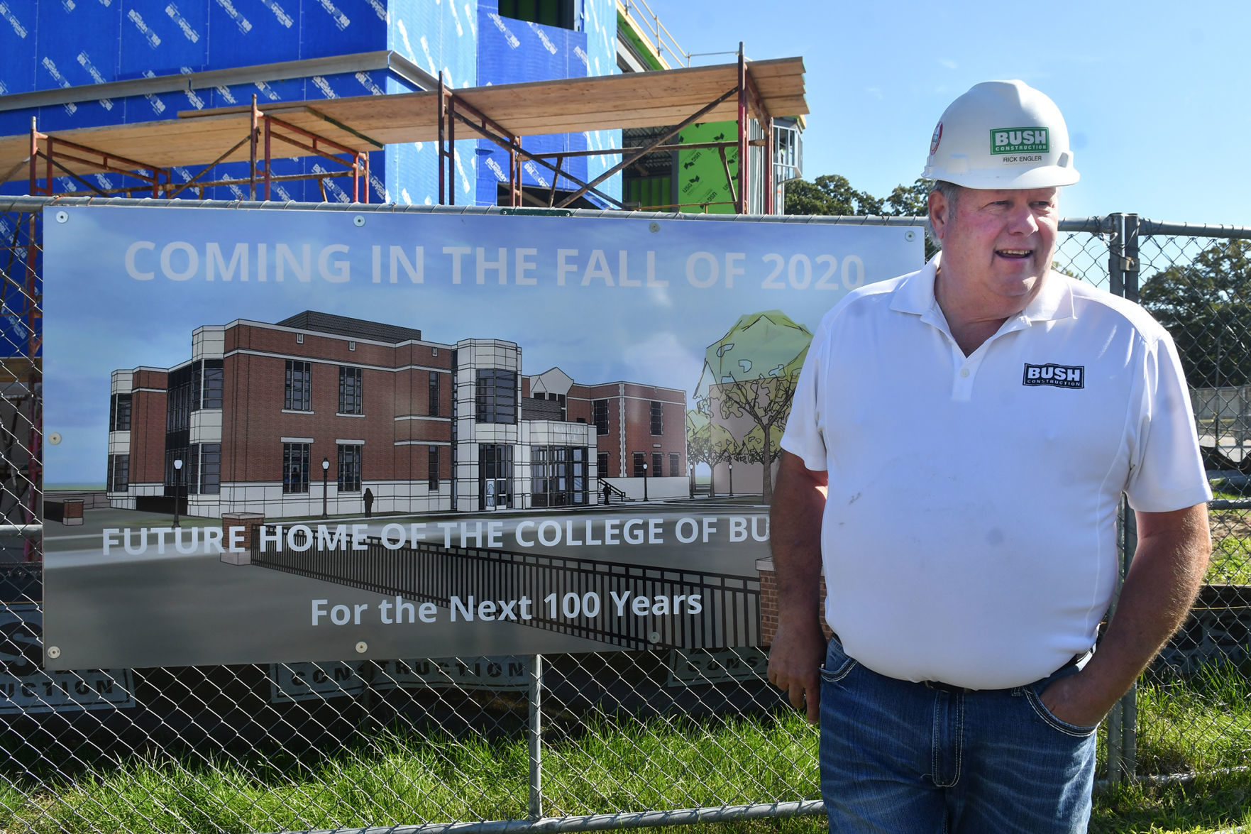 St. Ambrose construction addition to old McMullen Hall.